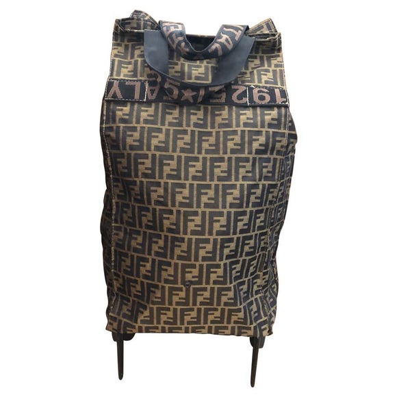 💯Authentic Vintage Fendi Zucca Jacquard Rolling Trolley Bag - Picture 3 of 10